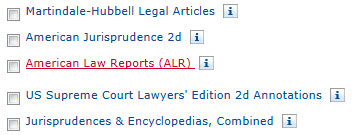 Lexis Bonus Pic: Click on the link of the desired database, in this instance, American Law Reports